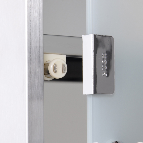 HOMCOM Wall Mount Medicine Cabinet, Bathroom Cabinet with 3 Tier Shelves, Stainless Steel Frame and Glass Door, Lockable with 2 Keys, Silver, 10" x