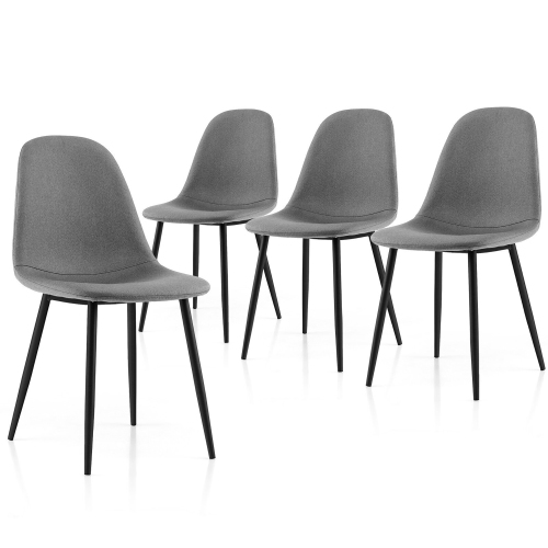 GYMAX  Dining Chairs Set Of 4 Upholstered Fabric Chairs W/metal Legs for Living Room