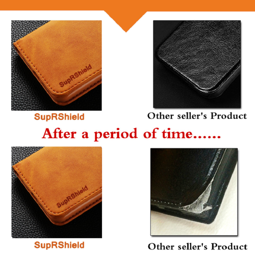 SuperShield Apple iPhone 12 Case Navy Blue Genuine Wallet Case Leather Flip Stand Magnetic Cover