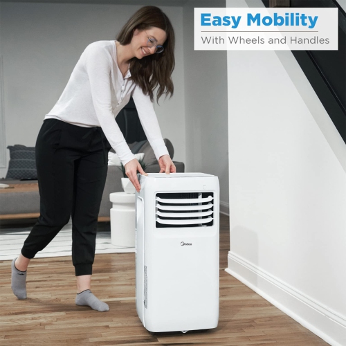 Midea 8,000 BTU ASHRAE Portable Air Conditioner, Cools up to 175 Sq. Ft., Works as Dehumidifier & Fan, Remote Control & Window Kit Included