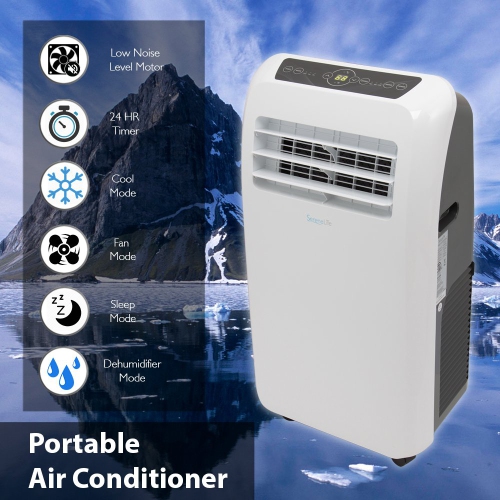 SereneLife SLPAC10 Portable Air Conditioner Compact Home AC Cooling Unit with Built-in Dehumidifier & Fan Modes, Quiet Operation, Includes Window