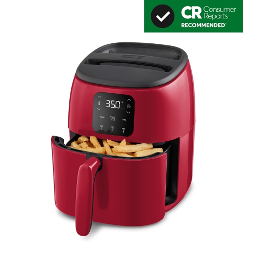 DASH Tasti-Crisp Digital Air Fryer with AirCrisp Technology, Custom Presets, Temperature Control, and Auto Shut Off Feature, 2.6 Quart - Red