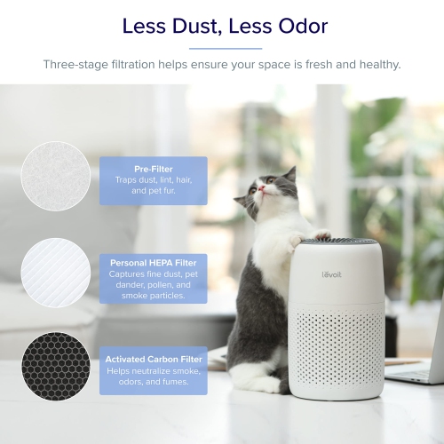 LEVOIT Air Purifiers for Bedroom Home, HEPA Filter Cleaner with Fragrance Sponge for Better Sleep, Filters Smoke, Allergies, Pet Dander, Odor, Dust,