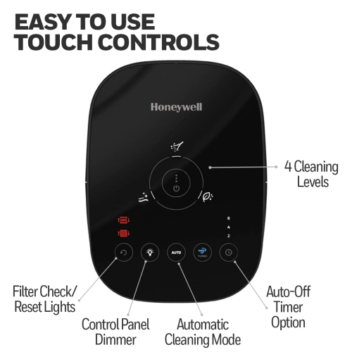 Honeywell InSight HEPA Air Purifier with Air Quality Indicator and Auto Mode, Allergen Reducer for Medium Rooms, Black - Wildfire/Smoke, Pollen, Pet