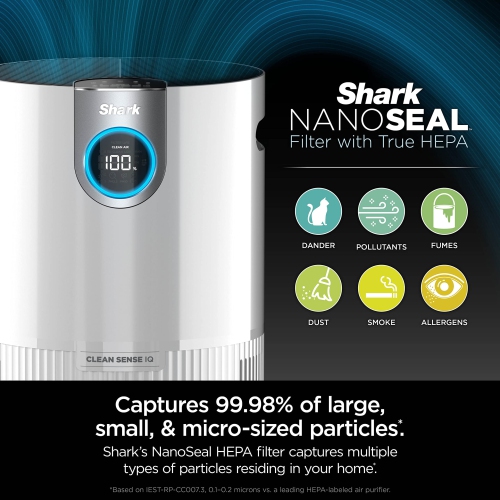 Shark HP201 Air Purifier MAX with NanoSeal HEPA, Cleansense IQ, Odor Lock, Cleans up to 1000 Sq. Ft. and 99.98% of particles, dust, allergens, smoke,