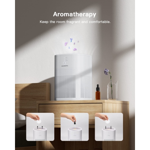 Air Purifiers for Bedroom, MORENTO Room Air Purifier HEPA Filter for Smoke, Allergies, Pet Dander Odor with Fragrance Sponge, Small Air Purifier with