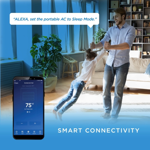 Commercial Cool CCP6JW, Dehumidifier & Fan, 9,000 BTU Bedroom AC Unit with 2 Remote Controls & Covers up to 400 Sq. Ft, Alexa & Wifi Enabled, Smart