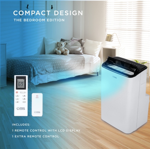 Commercial Cool CCP6JW, Dehumidifier & Fan, 9,000 BTU Bedroom AC Unit with 2 Remote Controls & Covers up to 400 Sq. Ft, Alexa & Wifi Enabled, Smart