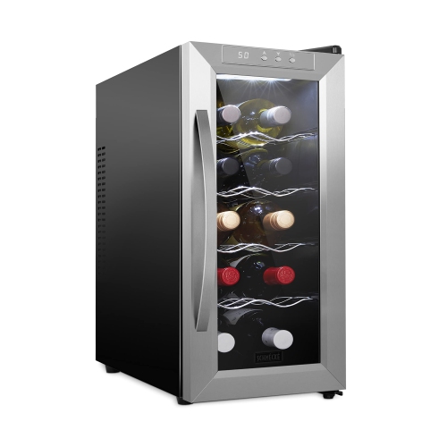 Schmécké 10 Bottle Thermoelectric Wine Cooler/Chiller - Stainless Steel - Counter Top Red & White Wine Cellar w/Digital Temperature, Freestanding