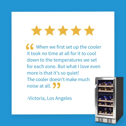 Newair 15" Built-in Wine Fridge, 29 Bottle Dual Zone Wine Cooler, Quiet Compressor with Beech Wood Shelves - Stainless Steel