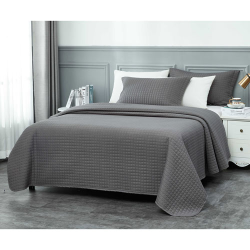 Millano Collection Classic 3Piece Quilt Set Queen Dark Grey Best