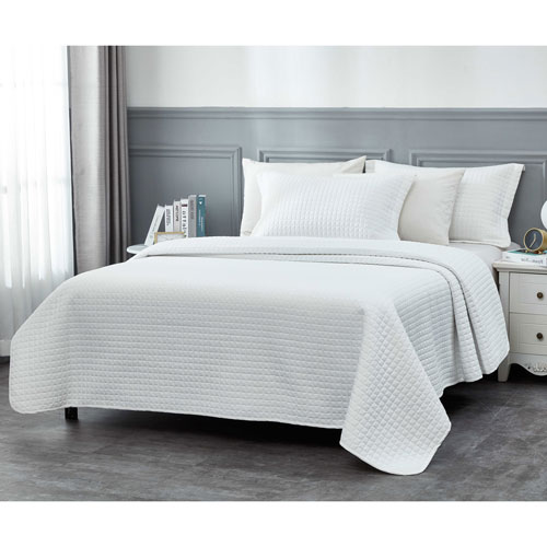 Millano Collection Classic 3-Piece Quilt Set - Queen - White