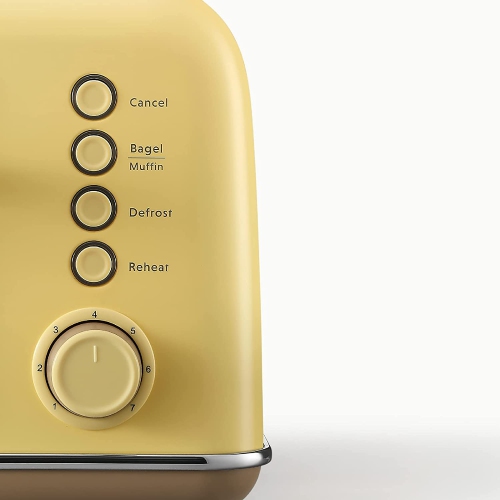 Ecuissede – Grille-pain DT640 à 4 tranches, fentes très larges, acier inoxydable rétro avec levier à soulèvement élevé, fonction bagel et muffin,