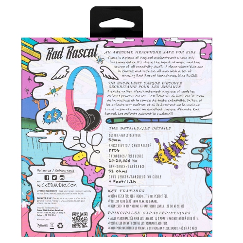 Wicked Audio Rad Rascal Kid Safe Headphones
