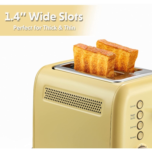 BUYDEEM DT620 2 Slice Toaster, Extra Wide Slots, Retro Stainless Steel with High Lift Lever, Bagel and Muffin Function, Removal Crumb Tray, 7-Shade