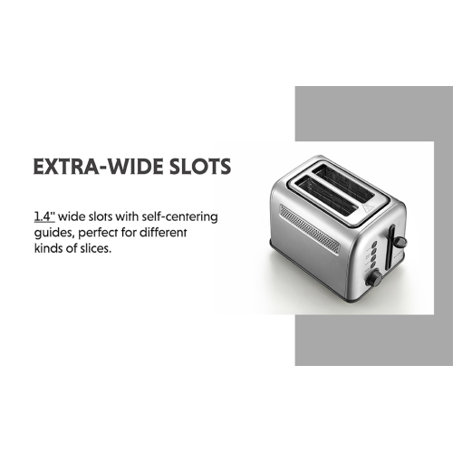 BUYDEEM DT620 2 Slice Toaster, Extra Wide Slots, Retro Stainless Steel with High Lift Lever, Bagel and Muffin Function, Removal Crumb Tray, 7-Shade