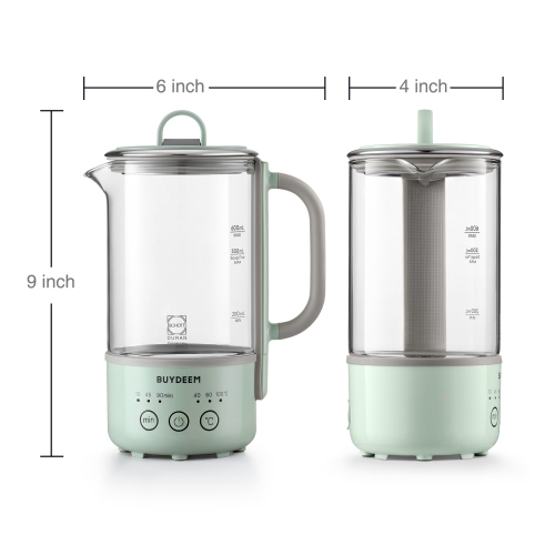 BUYDEEM K313 Travel Electric Kettle, Mini Healthy-Care Beverage Kettle, Tea Maker with German Schott Glass & Durable Pro 18/10 Pro Stainless Steel,