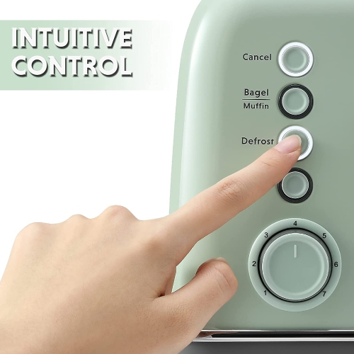 BUYDEEM DT620 2 Slice Toaster, Extra Wide Slots, Retro Stainless Steel with High Lift Lever, Bagel and Muffin Function, Removal Crumb Tray, 7-Shade