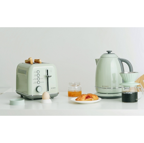 BUYDEEM DT620 2 Slice Toaster, Extra Wide Slots, Retro Stainless Steel with High Lift Lever, Bagel and Muffin Function, Removal Crumb Tray, 7-Shade