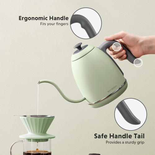 BUYDEEM K821 Electric Gooseneck Kettle with Variable Temperature Control, Pour Over Coffee Tea Kettle, Durable 18/8 Stainless Steel, Auto Keep Warm &