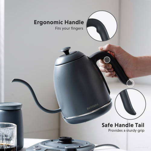 BUYDEEM K821 Electric Gooseneck Kettle with Variable Temperature Control, Pour Over Coffee Tea Kettle, Durable 18/8 Stainless Steel, Auto Keep Warm &