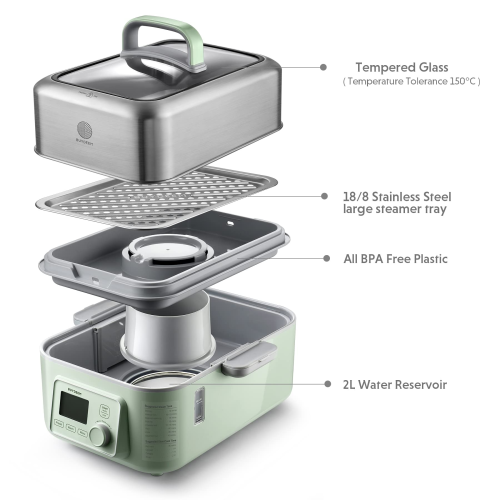 BUYDEEM G563 5-Quart Electric Food Steamer, One Touch Vegetable Steamer, Digital Multifunctional Steamer, Quick Steam in 60s, Stainless Steel Steamer