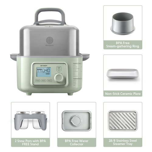 BUYDEEM G563 5-Quart Electric Food Steamer, One Touch Vegetable Steamer, Digital Multifunctional Steamer, Quick Steam in 60s, Stainless Steel Steamer