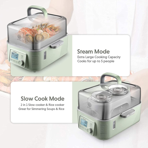 BUYDEEM G563 5-Quart Electric Food Steamer, One Touch Vegetable Steamer, Digital Multifunctional Steamer, Quick Steam in 60s, Stainless Steel Steamer