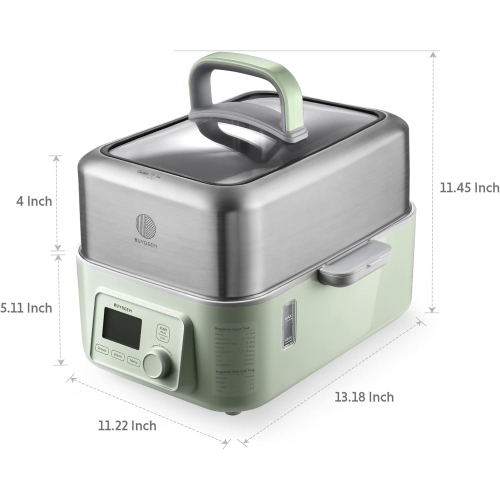 BUYDEEM G563 5-Quart Electric Food Steamer, One Touch Vegetable Steamer, Digital Multifunctional Steamer, Quick Steam in 60s, Stainless Steel Steamer