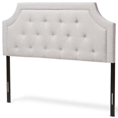 BOWERY HILL  Fabric Tufted King Headboard In Grayish Beige Finish