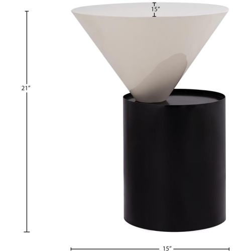 Meridian Furniture Damon White Metal Top End Table with Matte Black Metal Base