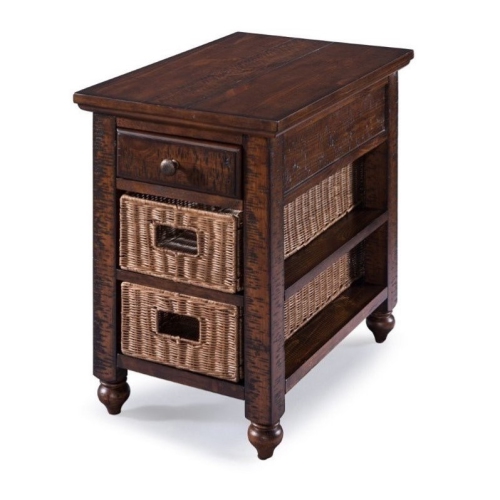 BOWERY HILL  Transitional Wood Top 1 Drawer End Table In In Brown
