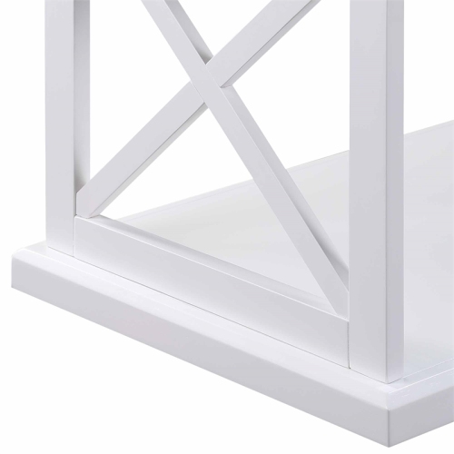 Coventry Coffee Table with Shelf in White Wood Finish with Driftwood Top