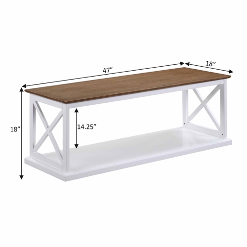 Coventry Coffee Table with Shelf in White Wood Finish with Driftwood Top