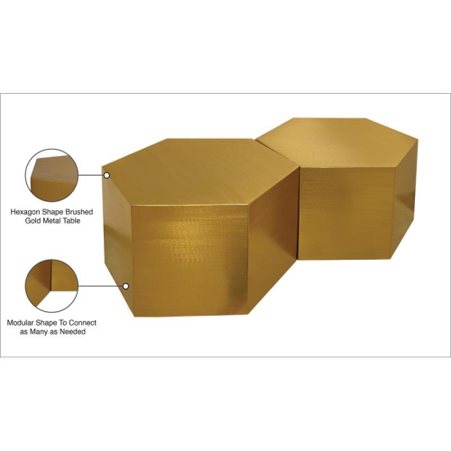 Meridian Furniture Hexagon Brushed Gold 2 Piece Modular Coffee Table