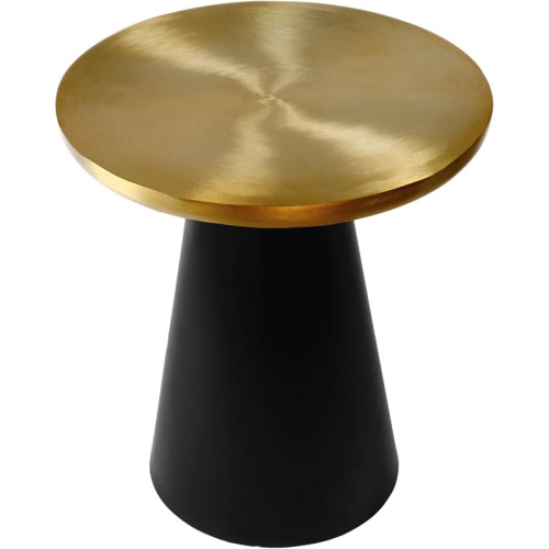 Meridian Furniture Martini Brushed Gold Metal End Table with Matte Black Base