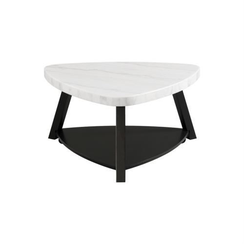Bowery Hill Modern White Marble Top Coffee Table in White Marble