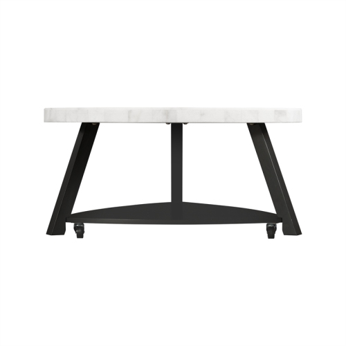 Bowery Hill Modern White Marble Top Coffee Table in White Marble