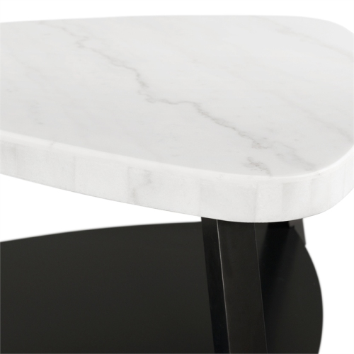 Bowery Hill Modern White Marble Top Coffee Table in White Marble