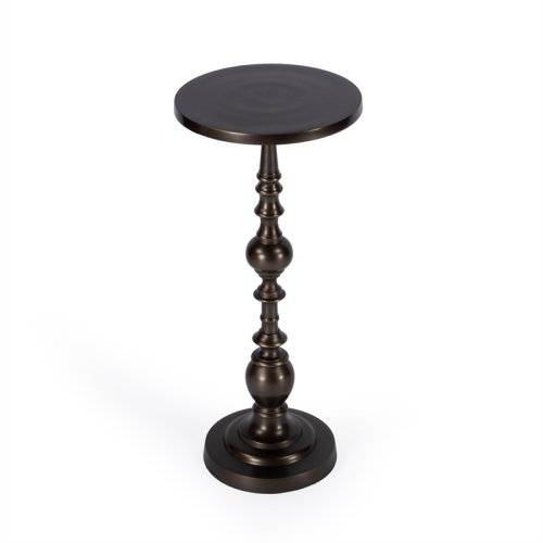 BUTLER SPECIALTY  Darien Round Bronze Aluminum Pedestal End Table