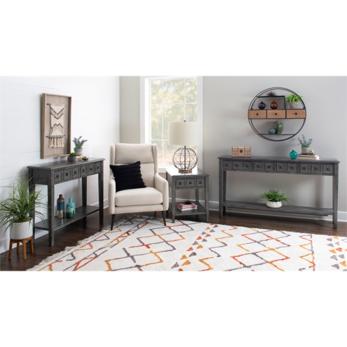 Bowery Hill Transitional Long Wood Console Table in Gray Finish