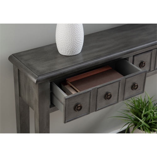 Bowery Hill Transitional Long Wood Console Table in Gray Finish
