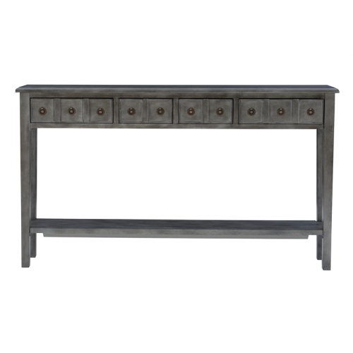 Bowery Hill Transitional Long Wood Console Table in Gray Finish