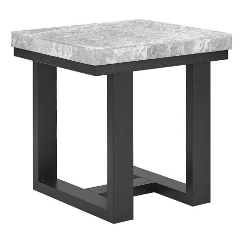 STEVE SILVER COMPANY  Lucca Marble And Espresso Wood End Table In Gray