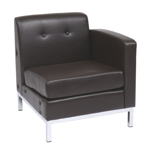 OSP HOME FURNISHINGS  Wall Street Right Facing Armchair Espresso Faux Leather