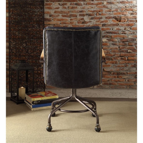 Scranton & Co Modern Leather Swivel Office Chair in Vintage Blue