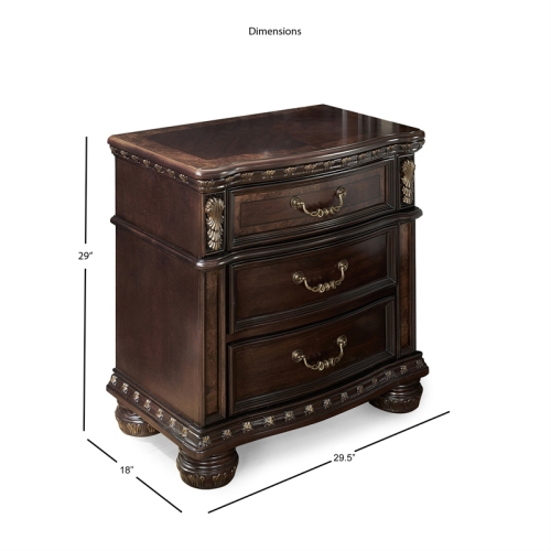 Steve Silver Monte Carlo Rich Cocoa Chocolate 3-drawer Wood Nightstand