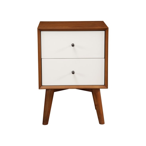 Alpine Furniture Flynn 2 Drawer Two Tone Wood Nightstand in Acorn-White