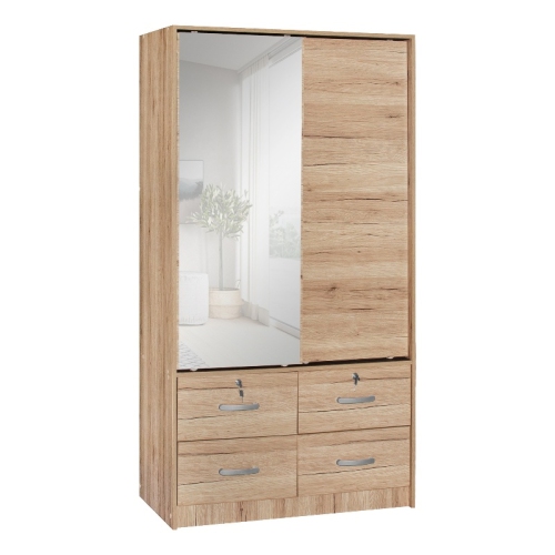 Image 1 de 9.. Armoire à deux portes coulissantes Pemberly Row avec miroir, chêne naturel
