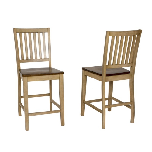 Sunset Trading Brook 3PC 36" Round Pub Set with Slat Back Wood Stools in Cream